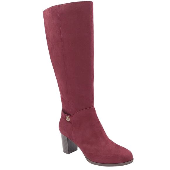 Giani Bernini Women Block Heel Riding Boots Adonnys Size US 8.5M Wine Microsuede - Picture 1 of 6
